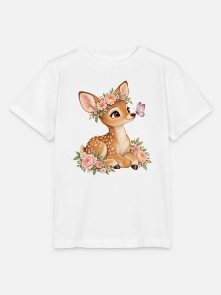 Hirsch mit Blumenkranz - Stanley/Stella Kinder T-Shirt MINI CREATOR - Weiß
