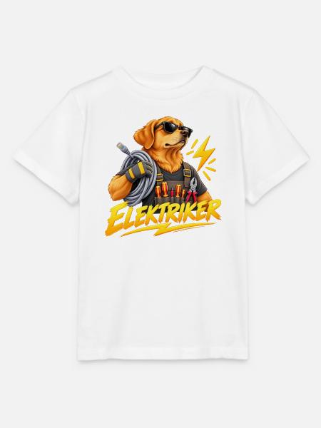 Elektriker Hund Kabelrolle - Stanley/Stella Kinder T-Shirt MINI CREATOR - Weiß