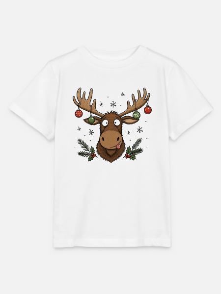 Lustiger Elch mit Christbaumkugeln - Stanley/Stella Kinder T-Shirt MINI CREATOR - Weiß