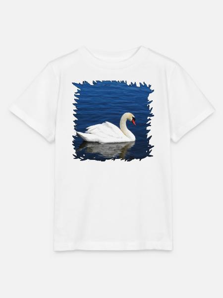 Schwan auf blauem Wasser - Stanley/Stella Kinder T-Shirt MINI CREATOR - Weiß
