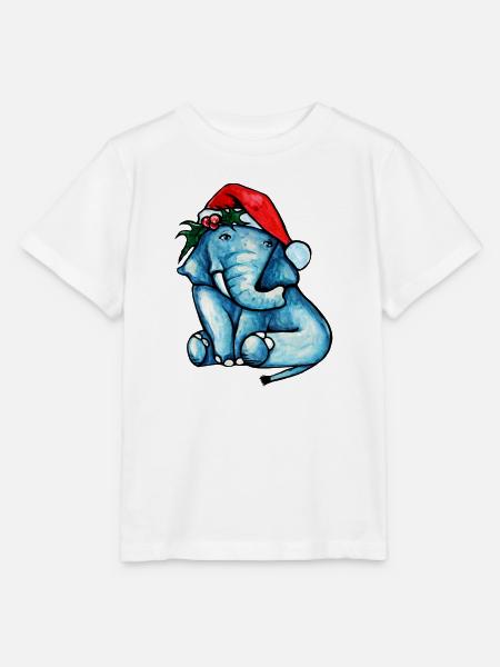 Blue Elephant Santa Splash - Stanley/Stella Kinder T-Shirt MINI CREATOR - Weiß