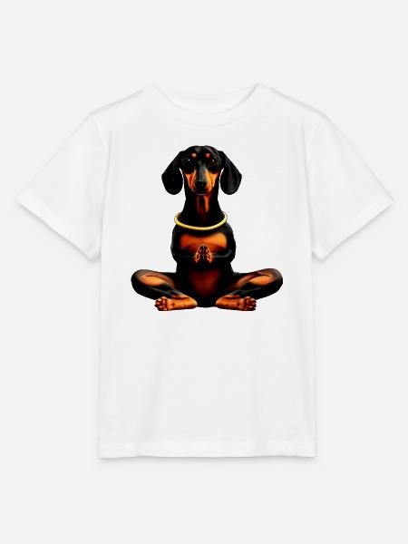 Dackel Yoga Doga - Stanley/Stella Kinder T-Shirt MINI CREATOR - Weiß