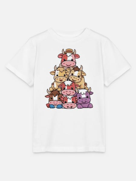 Pyramide der niedlichen Kühe Cartoon - Stanley/Stella Kinder T-Shirt MINI CREATOR - Weiß