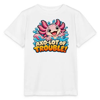 Axo-viel Ärger! - Lustiger und süßer Axolotl - Stanley/Stella Kinder T-Shirt MINI CREATOR  - Weiß - Vorne - Maike (125cm)