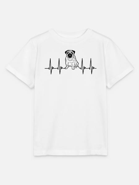 EKG pug, latido del corazón, perro genial, pulso, perro pug - Camiseta para niños MINI CREATOR de Stanley/Stella - blanco