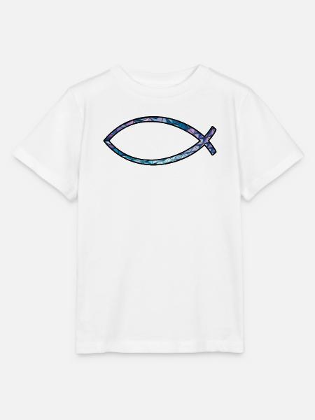 Ichtus Fisch (Diamant, blau) - Stanley/Stella Kinder T-Shirt MINI CREATOR - Weiß