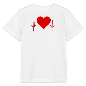 Cœur et ligne ECG en rouge - T-shirt bio MINI CREATOR Stanley/Stella Enfant - blanc - Devant - Maike (125cm)