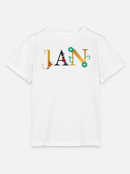 JAN Name mit Blumen geschmückt - Stanley/Stella Kinder T-Shirt MINI CREATOR  - Weiß