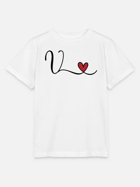 Buchstabe V Monogramm Initiale Herz - Stanley/Stella Kinder T-Shirt MINI CREATOR - Weiß