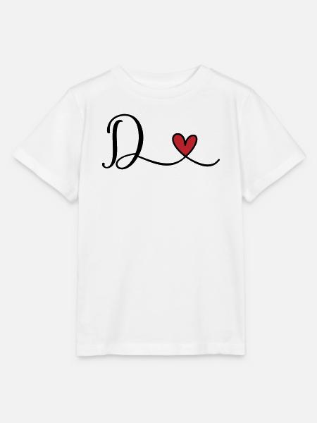 Buchstabe D mit Herz Monogramm - Stanley/Stella Kinder T-Shirt MINI CREATOR  - Weiß