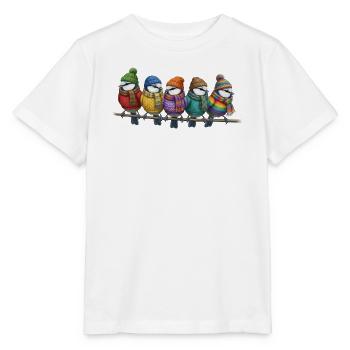 Blaumeisen mit Strickschals Winter Weihnachten - Stanley/Stella Kinder T-Shirt MINI CREATOR  - Weiß - Vorne - Maike (125cm)