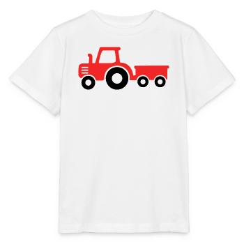 roter Traktor mit Anhänger - Stanley/Stella Kinder T-Shirt MINI CREATOR  - Weiß - Vorne - Maike (125cm)