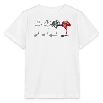 Pink Flamingo in Bold, by WingsOnMyBrush - Stanley/Stella MINI CREATOR Kids’ T-Shirt - white - Front - Maike (125cm)