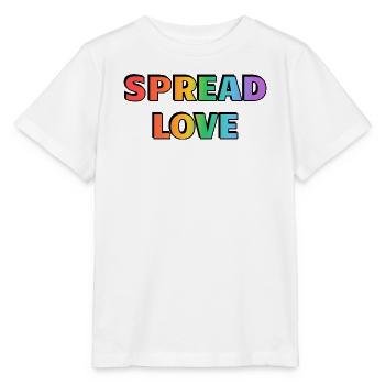 Spread Love Regenbogentypografie - Stanley/Stella Kinder T-Shirt MINI CREATOR  - Weiß - Vorne - Maike (125cm)