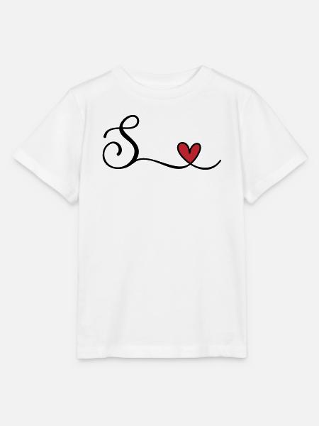 Buchstabe S Monogramm mit Herz - Stanley/Stella Kinder T-Shirt MINI CREATOR - Weiß