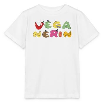 Vegan Colorful Vegetable Letters - Stanley/Stella MINI CREATOR Kids’ T-Shirt - white - Front - Maike (125cm)