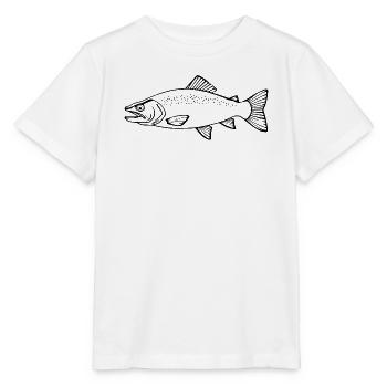 Fisch Forelle Angler T-shirt Geschenk  - Stanley/Stella Kinder T-Shirt MINI CREATOR  - Weiß - Vorne - Maike (125cm)