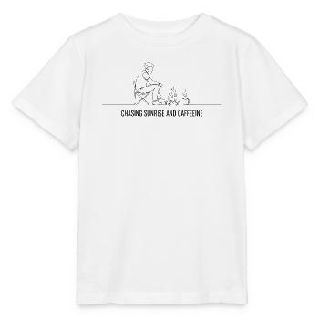 Verfolgung von Sonnenaufgang und Koffein-Radfahrerkunst - Stanley/Stella Kinder T-Shirt MINI CREATOR  - Weiß - Vorne - Maike (125cm)