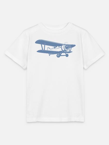 Doppeldecker Pilot Retro Minimalistisch - Stanley/Stella Kinder T-Shirt MINI CREATOR - Weiß