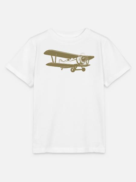 Doppeldecker Pilot Retro Minimalistisch - Stanley/Stella Kinder T-Shirt MINI CREATOR  - Weiß