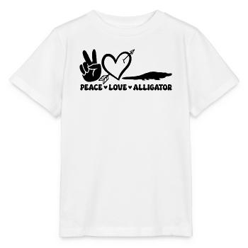 Peace Love Alligator – Design drôle de reptile - T-shirt bio MINI CREATOR Stanley/Stella Enfant - blanc - Devant - Maike (125cm)