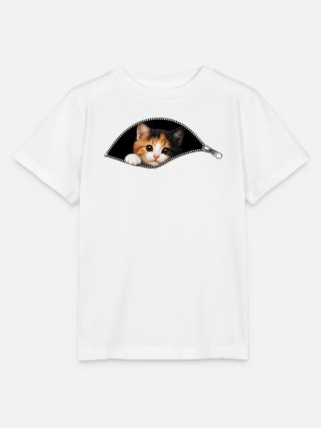 Süßes Kätzchen Reißverschluss Katze - Stanley/Stella Kinder T-Shirt MINI CREATOR - Weiß