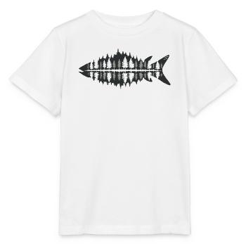 Fisherman Nature Fish Forest Minimalist - Stanley/Stella MINI CREATOR Kids’ T-Shirt - white - Front - Maike (125cm)