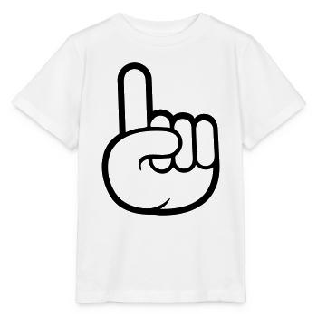 Caricature comique de gant de main de l'affichage - T-shirt bio MINI CREATOR Stanley/Stella Enfant - blanc - Devant - Maike (125cm)