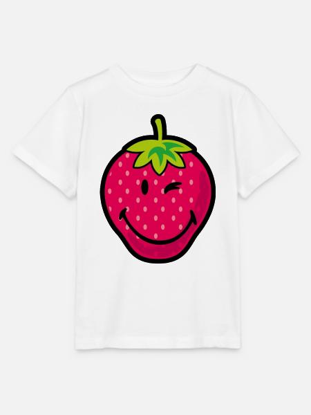 Smiley Strawberry - Stanley/Stella Kinder T-Shirt MINI CREATOR - Weiß