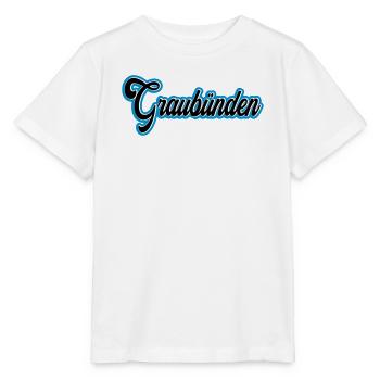 Écriture des Grisons avec contour bleu - T-shirt bio MINI CREATOR Stanley/Stella Enfant - blanc - Devant - Maike (125cm)