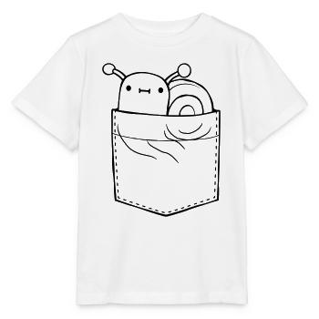 Unterwegs Schnecke Hemdtasche - Stanley/Stella Kinder T-Shirt MINI CREATOR  - Weiß - Vorne - Maike (125cm)