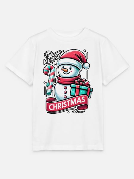Schneemann Merry Christmas - Stanley/Stella Kinder T-Shirt MINI CREATOR  - Weiß