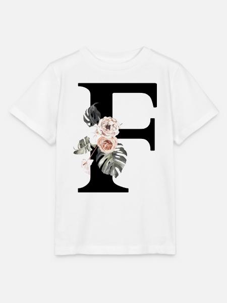 Tropischer Blumenbuchstabe f - Stanley/Stella Kinder T-Shirt MINI CREATOR  - Weiß