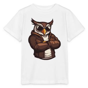 Eule Comic Cool - Stanley/Stella Kinder T-Shirt MINI CREATOR  - Weiß - Vorne - Maike (125cm)