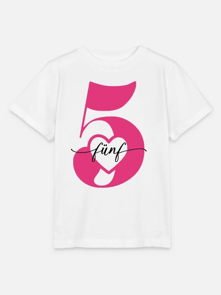 Ziffer Fünf 5 mit Herz - Stanley/Stella Kinder T-Shirt MINI CREATOR - Weiß
