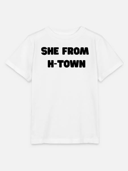 She From H- Town Slogan - Stanley/Stella Kinder T-Shirt MINI CREATOR - Weiß