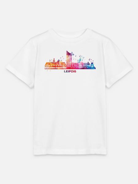 Leipziger Skyline Bunt Stadtbild Leipzig - Stanley/Stella Kinder T-Shirt MINI CREATOR - Weiß