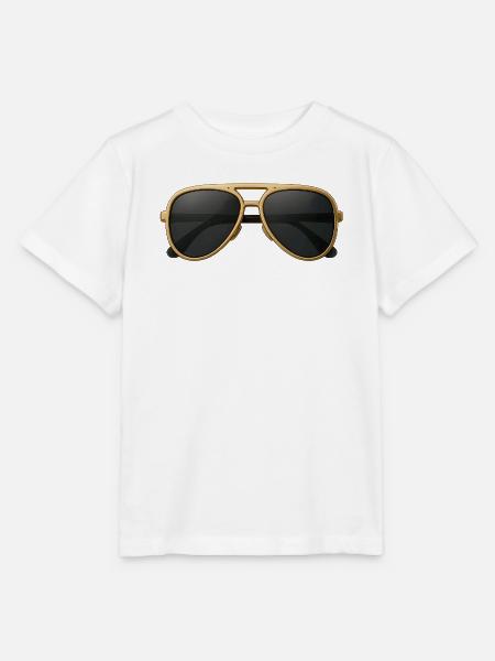 Goldene Pilotenbrille im Retro-Design - Stanley/Stella Kinder T-Shirt MINI CREATOR  - Weiß