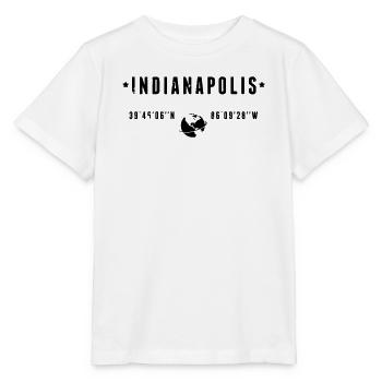 Indianapolis, Indiana Koordinaten GPS-Globus - Stanley/Stella Kinder T-Shirt MINI CREATOR  - Weiß - Vorne - Maike (125cm)