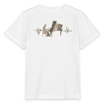 Pianist am Flügel mit Herzschlag - Stanley/Stella Kinder T-Shirt MINI CREATOR  - Weiß - Vorne - Maike (125cm)
