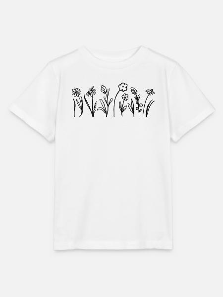 Handgezeichnete Blumen mit Blättern - Stanley/Stella Kinder T-Shirt MINI CREATOR - Weiß