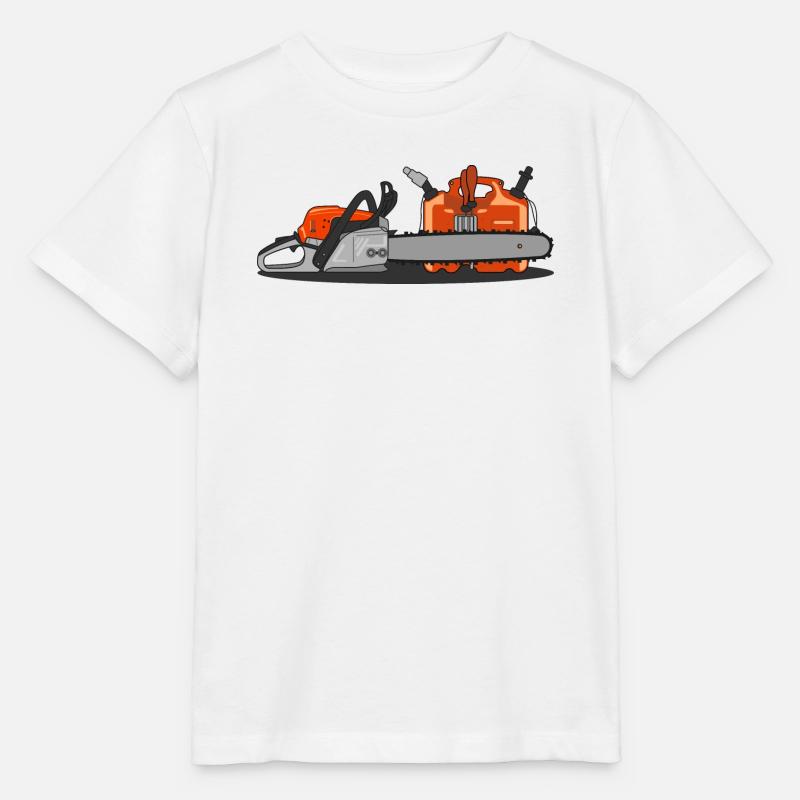 Tronçonneuse et bidon - T-shirt bio MINI CREATOR Stanley/Stella Enfant - blanc