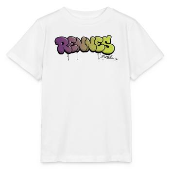 Lettrage graffiti rennais avec dégradé de couleurs - T-shirt bio MINI CREATOR Stanley/Stella Enfant - blanc - Devant - Maike (125cm)