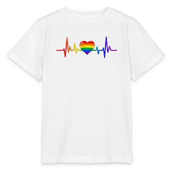 LGBTQ Herz Herzfrequenz Puls EKG Herzlinie - Stanley/Stella Kinder T-Shirt MINI CREATOR  - Weiß - Vorne - Maike (125cm)