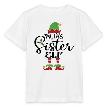 Schwester Elf süßes lustiges passendes Weihnachtskostüm - Stanley/Stella Kinder T-Shirt MINI CREATOR  - Weiß - Vorne - Maike (125cm)