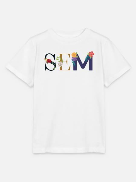 SEM Name mit Blumen geschmückt - Stanley/Stella Kinder T-Shirt MINI CREATOR - Weiß