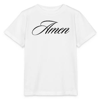 Amen Cursive Calligraphy Faith Quote Design - Stanley/Stella MINI CREATOR Kids’ T-Shirt - white - Front - Maike (125cm)