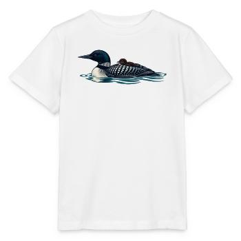 Gemeiner Lote trägt ein Küken auf ruhigem Wasser - Stanley/Stella Kinder T-Shirt MINI CREATOR  - Weiß - Vorne - Maike (125cm)