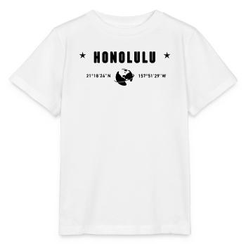 Honolulu, Hawaï, coordonne la planète Terre - T-shirt bio MINI CREATOR Stanley/Stella Enfant - blanc - Devant - Maike (125cm)