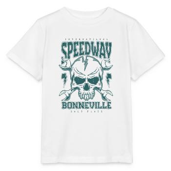Bonneville Salt Flats Voiture de course rétro vintage - T-shirt bio MINI CREATOR Stanley/Stella Enfant - blanc - Devant - Maike (125cm)